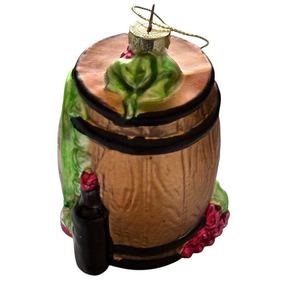 Blown Glass Wine Barrel “Keep Calm And Drink Wine”Christmas Ornament 4” - Picture 7 of 7